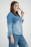 'Sky' Bluse – Premium-Denim, Lappe & Stræk