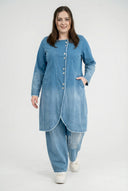 Cóta 'Sky' – Denim Préimhe, Níochán Ombre & Síneadh